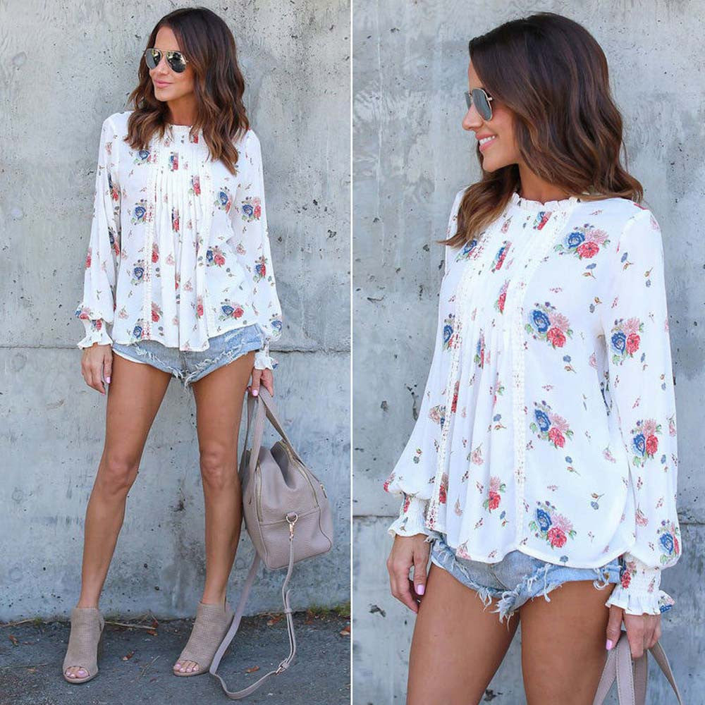 Blusa de gasa de estampado floral
