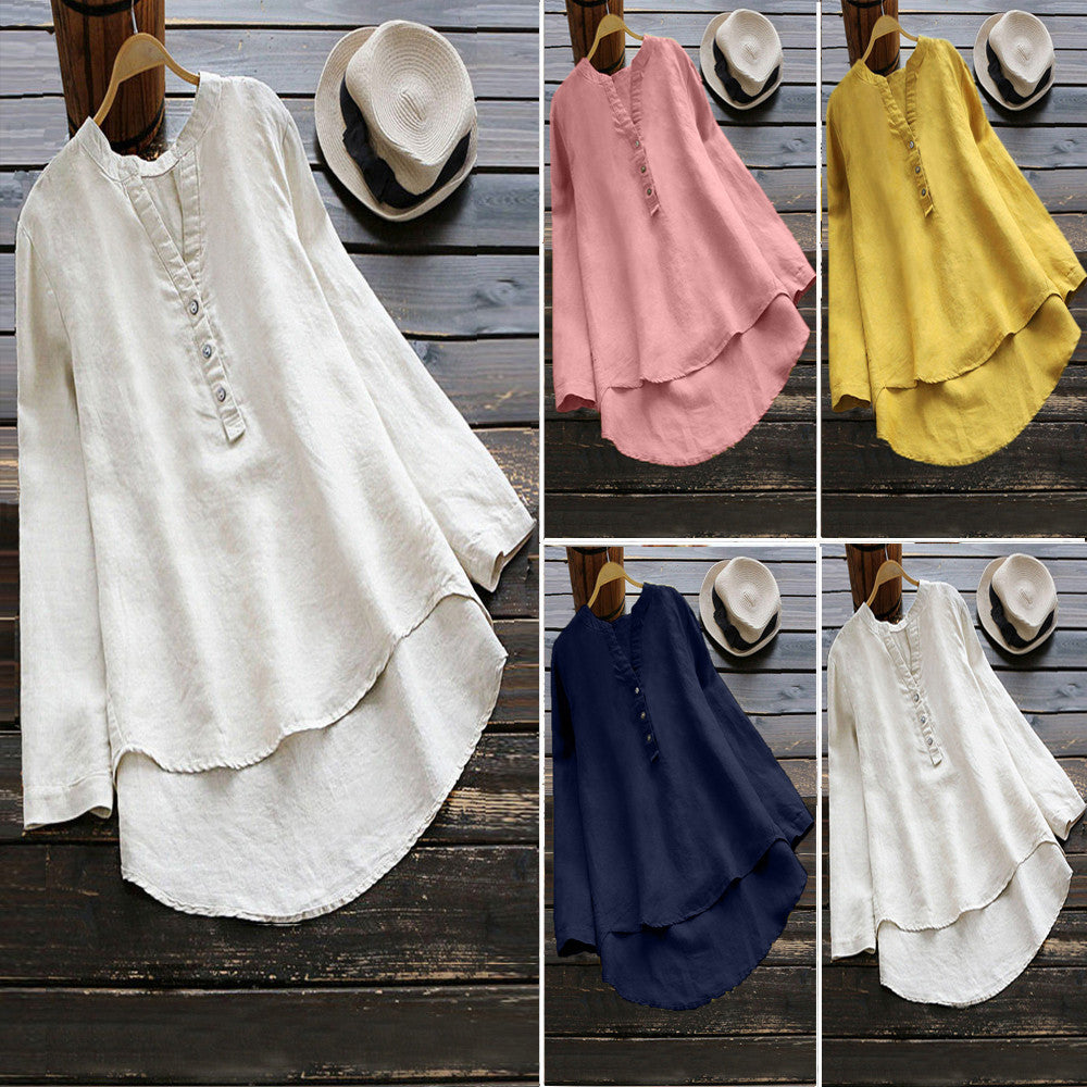 Linda blusa retro casual manga larga