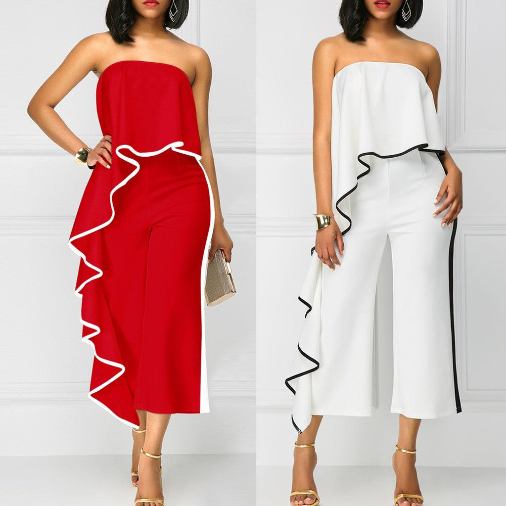 Enterizo pierna ancha de volantes