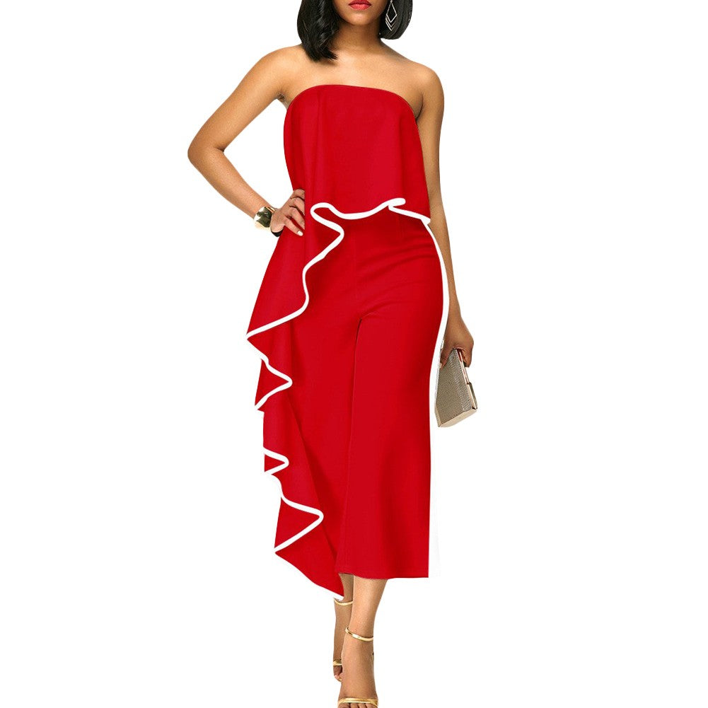 Enterizo pierna ancha de volantes