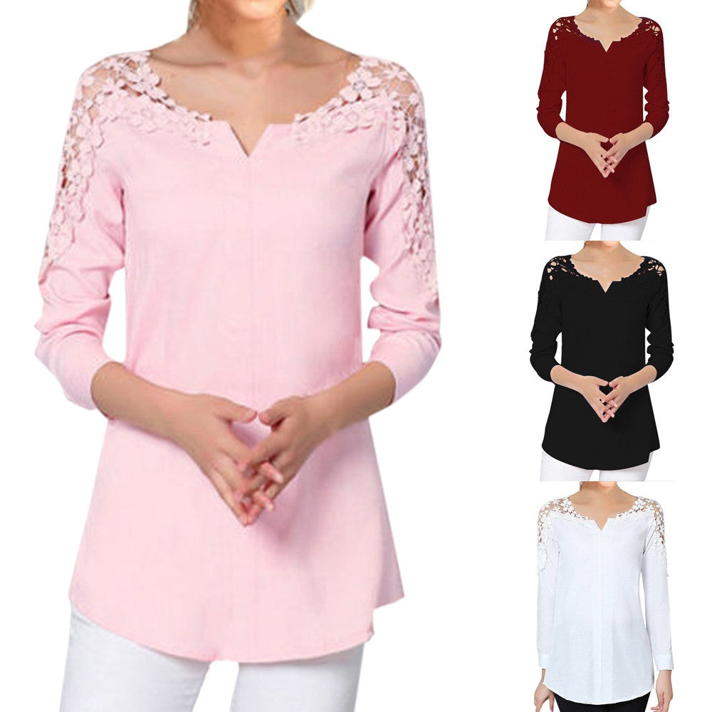 Blusa de encajes manga larga