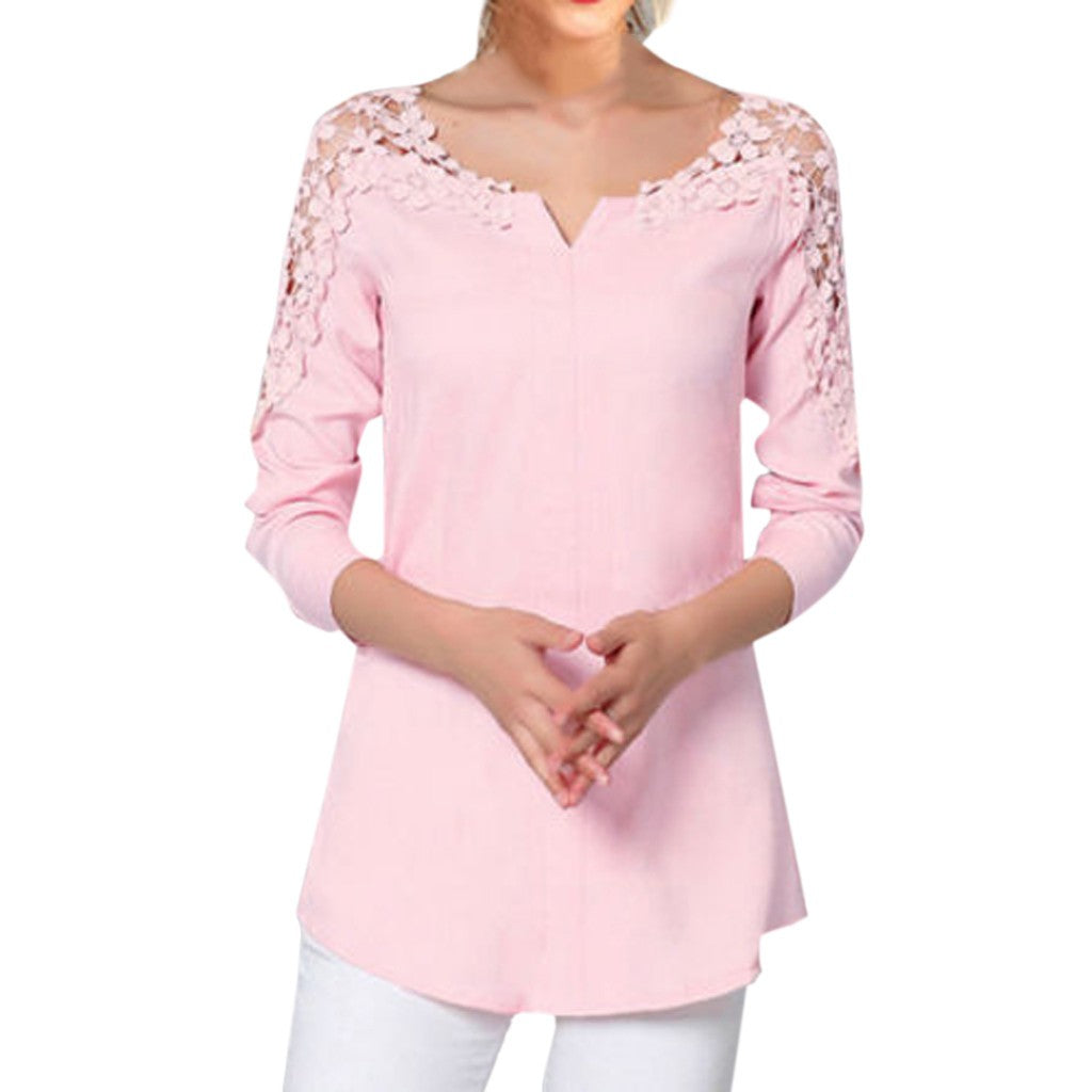 Blusa de encajes manga larga