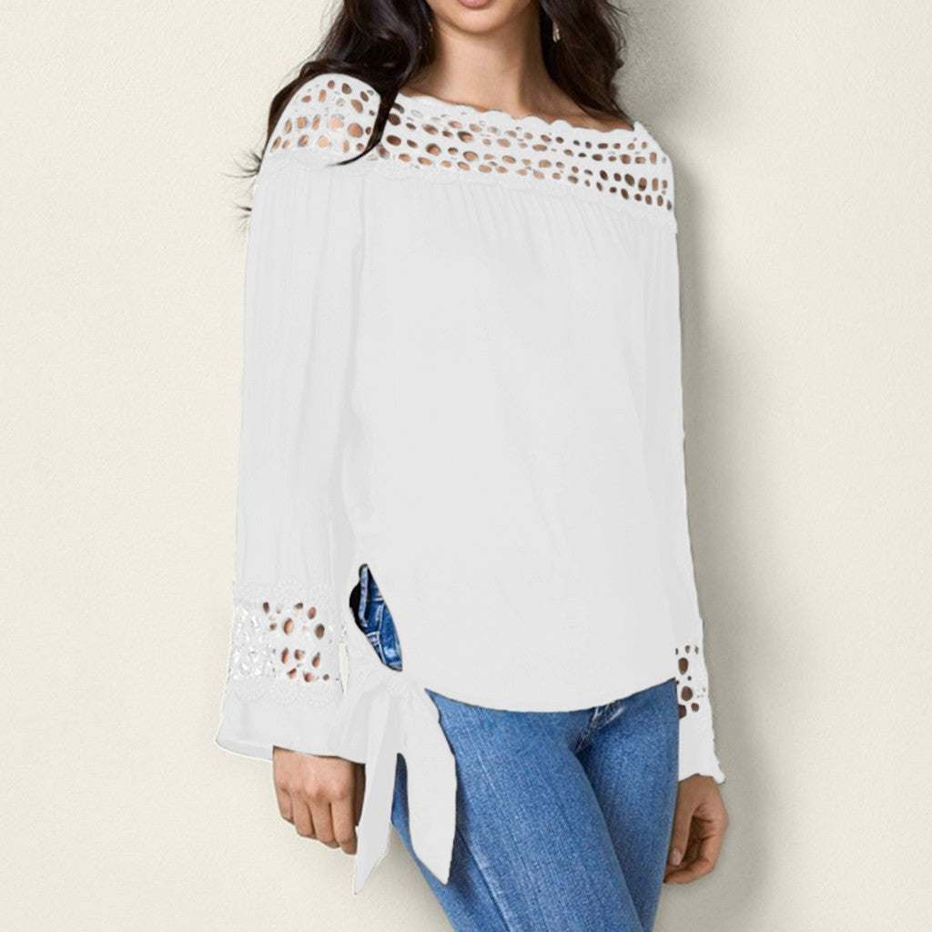 Blusa de cuello de encaje