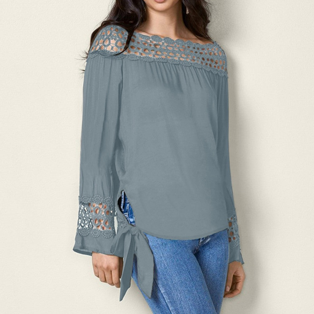 Blusa de cuello de encaje